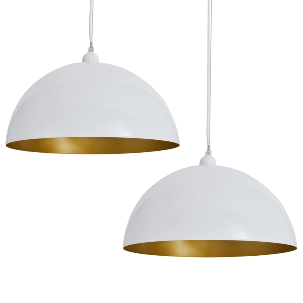 vidaXL Lampy sufitowe, 2 szt., regulowana długość, półokrągłe, białe