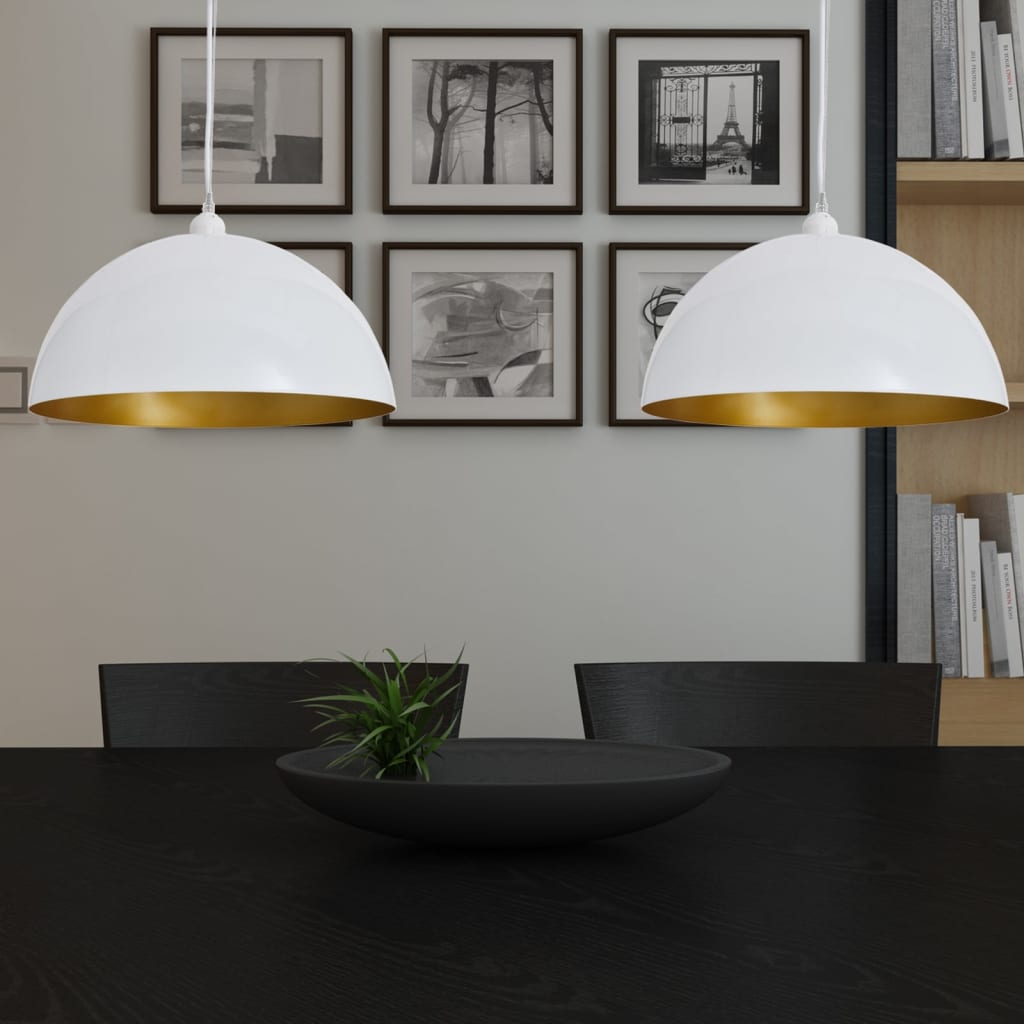 vidaXL Lampy sufitowe, 2 szt., regulowana długość, półokrągłe, białe