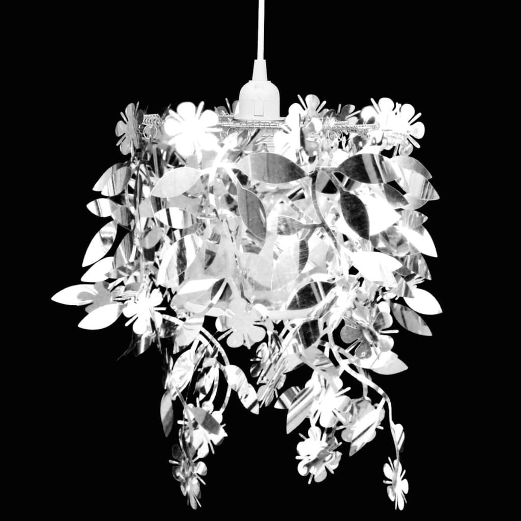 vidaXL Lampa z abażurem w kształcie liści, 21,5 x 30 cm, srebrna