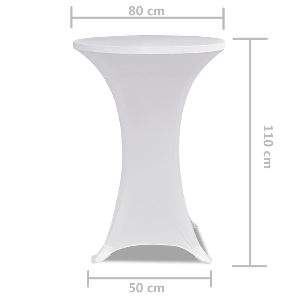 vidaXL Obrus na stół barowy Ø 80 cm, biały, elastyczny, 2 szt.