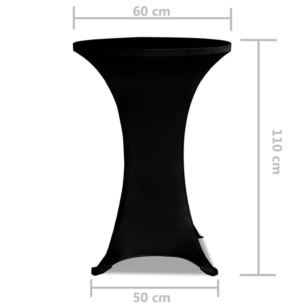 vidaXL Obrus na stół barowy Ø 60 cm, czarny, elastyczny, 2 szt.