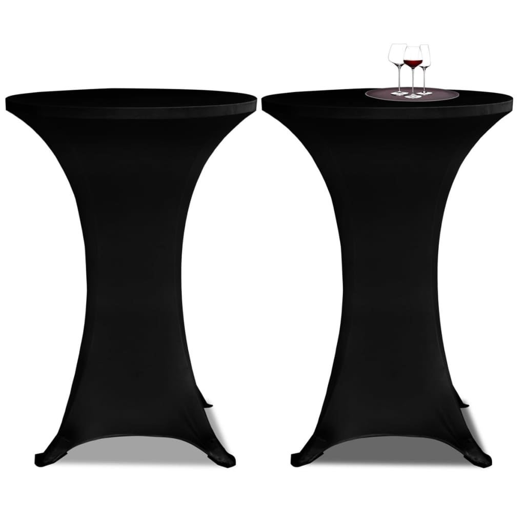 vidaXL Obrus na stół barowy, Ø 80 cm, czarny, elastyczny, 2 szt.