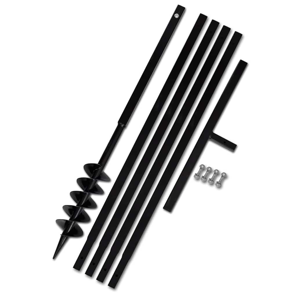 vidaXL Świder glebowy z uchwytem, 100 mm, przedłużany, 5 m, stal