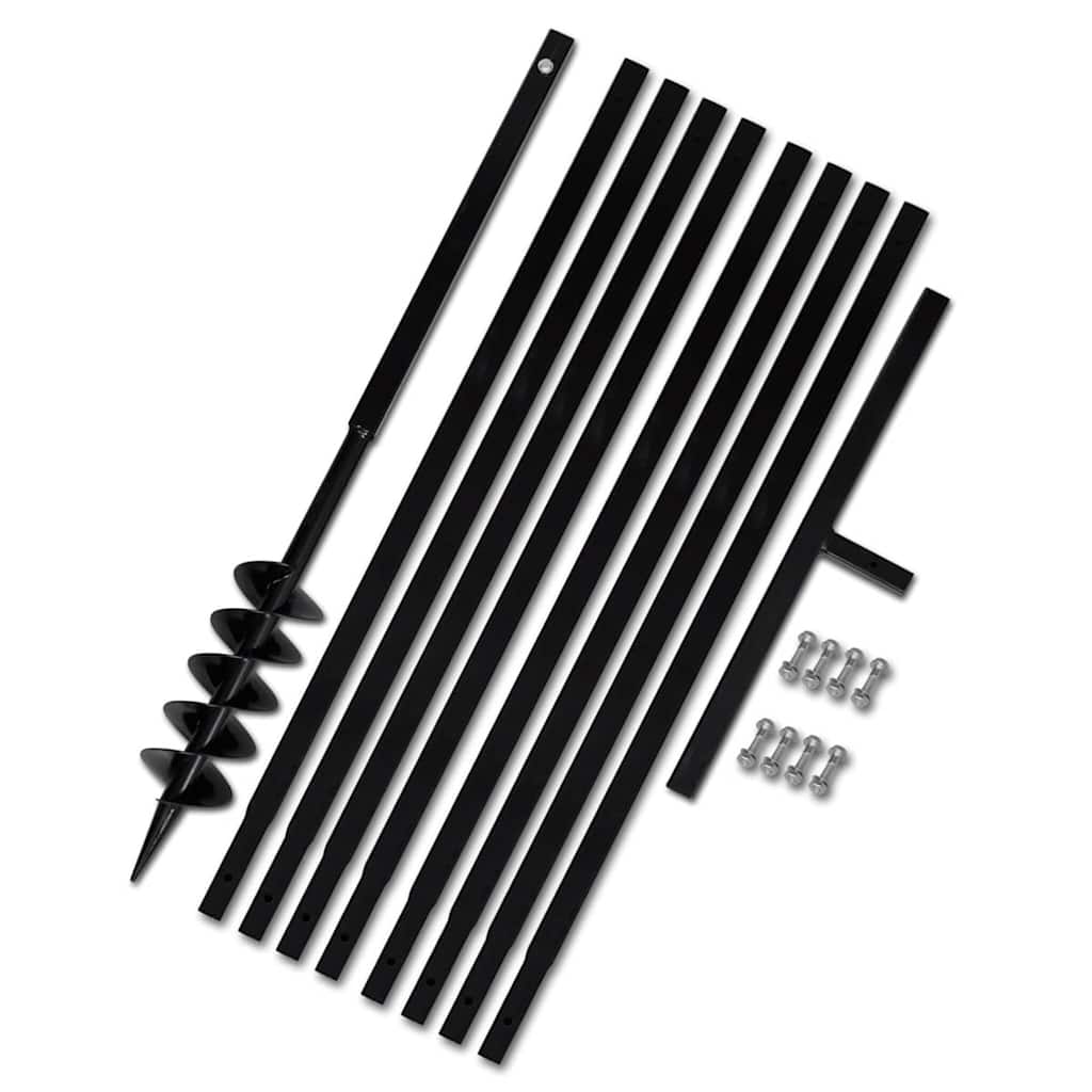 vidaXL Świder glebowy z uchwytem, 100 mm, przedłużany, 9 m, stal