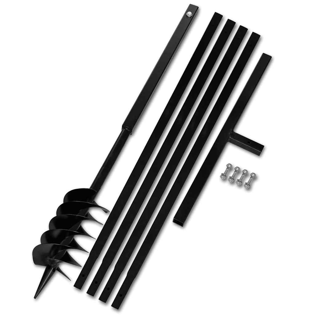 vidaXL Świder glebowy z uchwytem, 120 mm, przedłużany, 5 m, stal