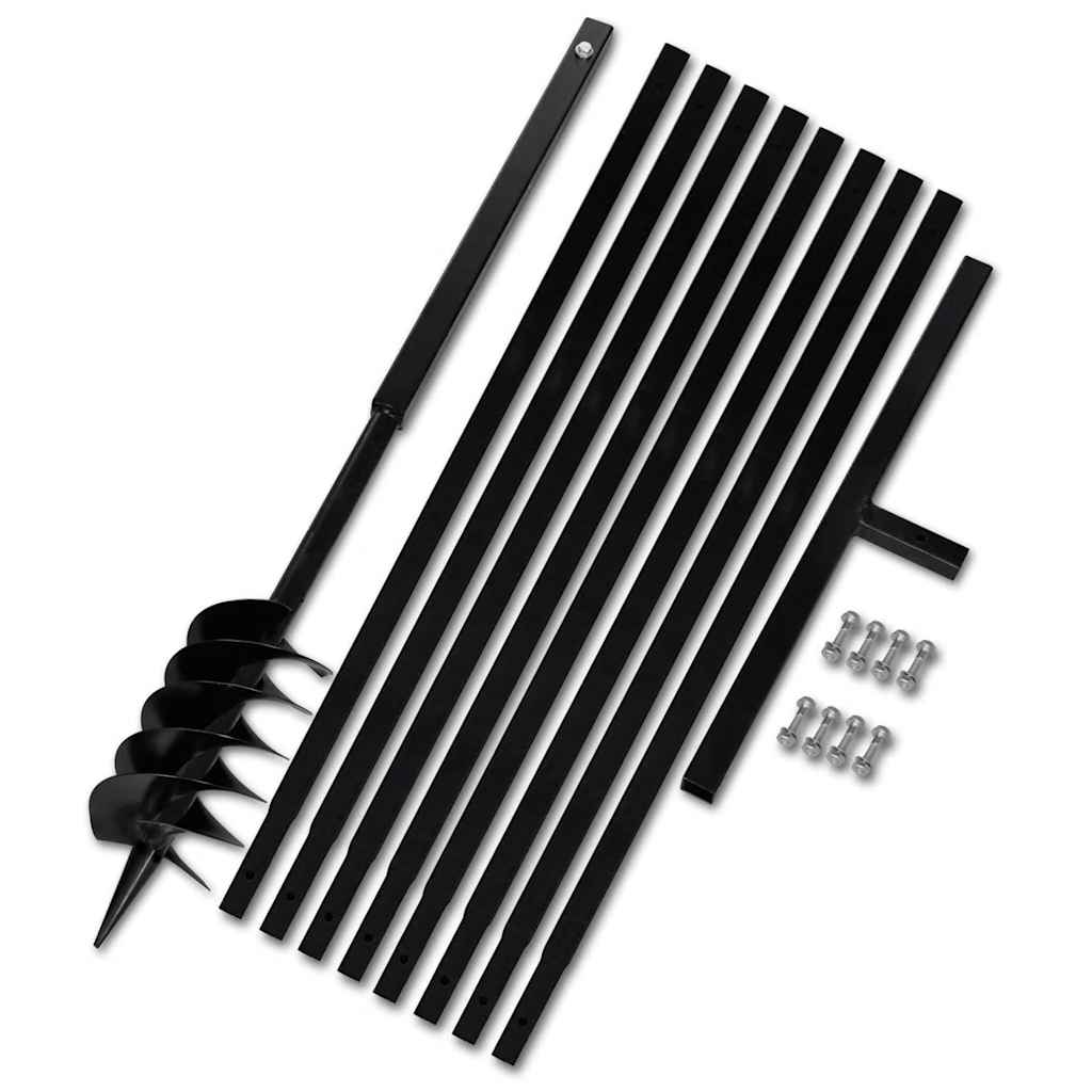 vidaXL Świder glebowy z uchwytem, 120 mm, przedłużany, 9 m, stal