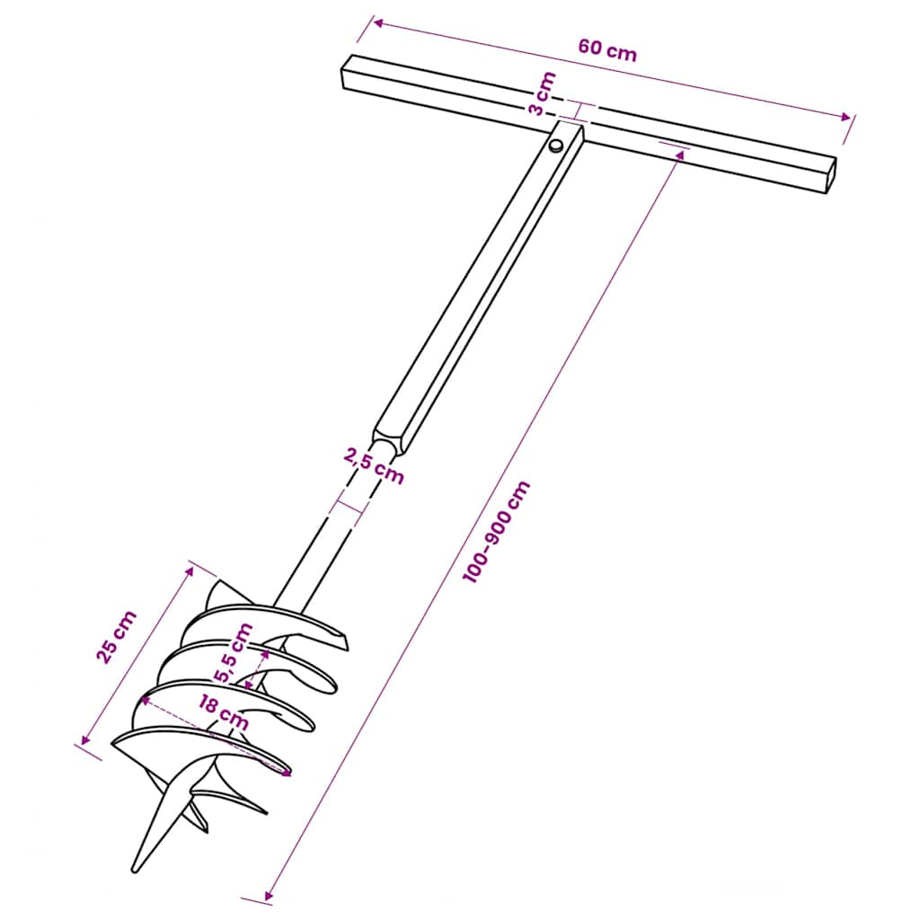 vidaXL Świder glebowy z uchwytem i rurą przedłużającą 9 m 180 mm, stal