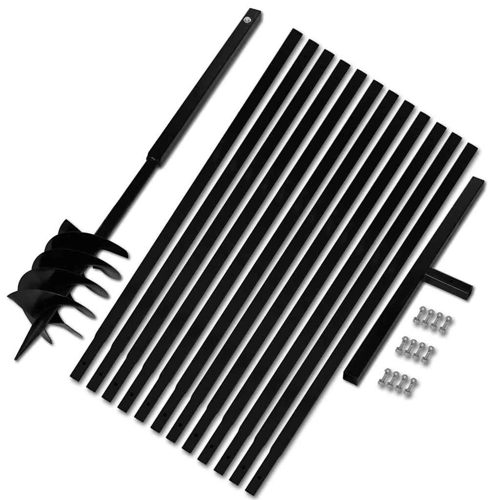 vidaXL Świder glebowy z uchwytem i rurą przedłużającą 5 m, 180 mm stal