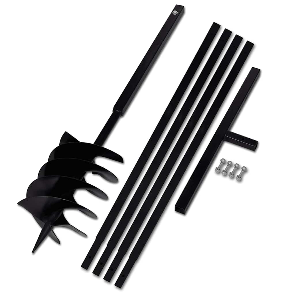 vidaXL Świder glebowy z uchwytem, 200 mm, przedłużany, 5 m, stal