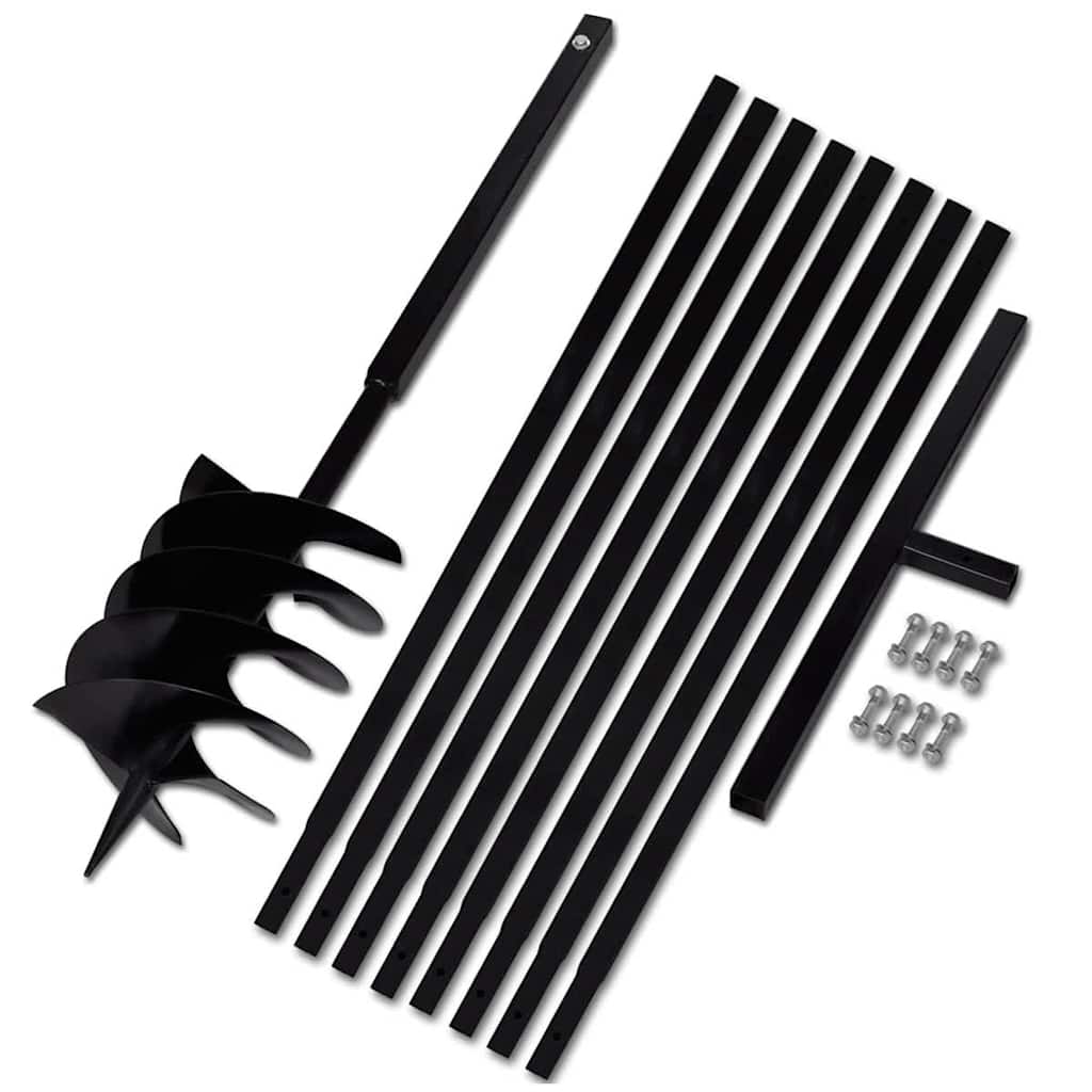 vidaXL Świder glebowy z uchwytem, 200 mm, przedłużany, 9 m, stal