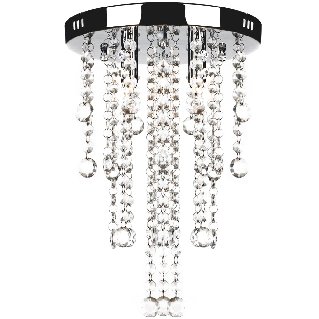 vidaXL Lampa sufitowa z kryształami, biała, metalowa