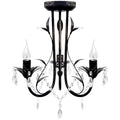 Art Nouveau Żyrandol z kryształkami, metal, czarny 3 x E14 żarówki