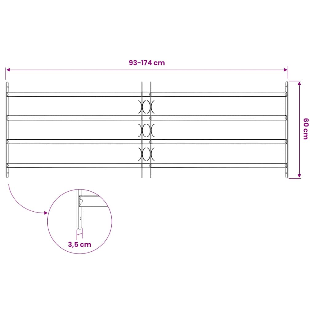 vidaXL Krata okienna 1000-1500 mm Stal ocynkowana srebrny