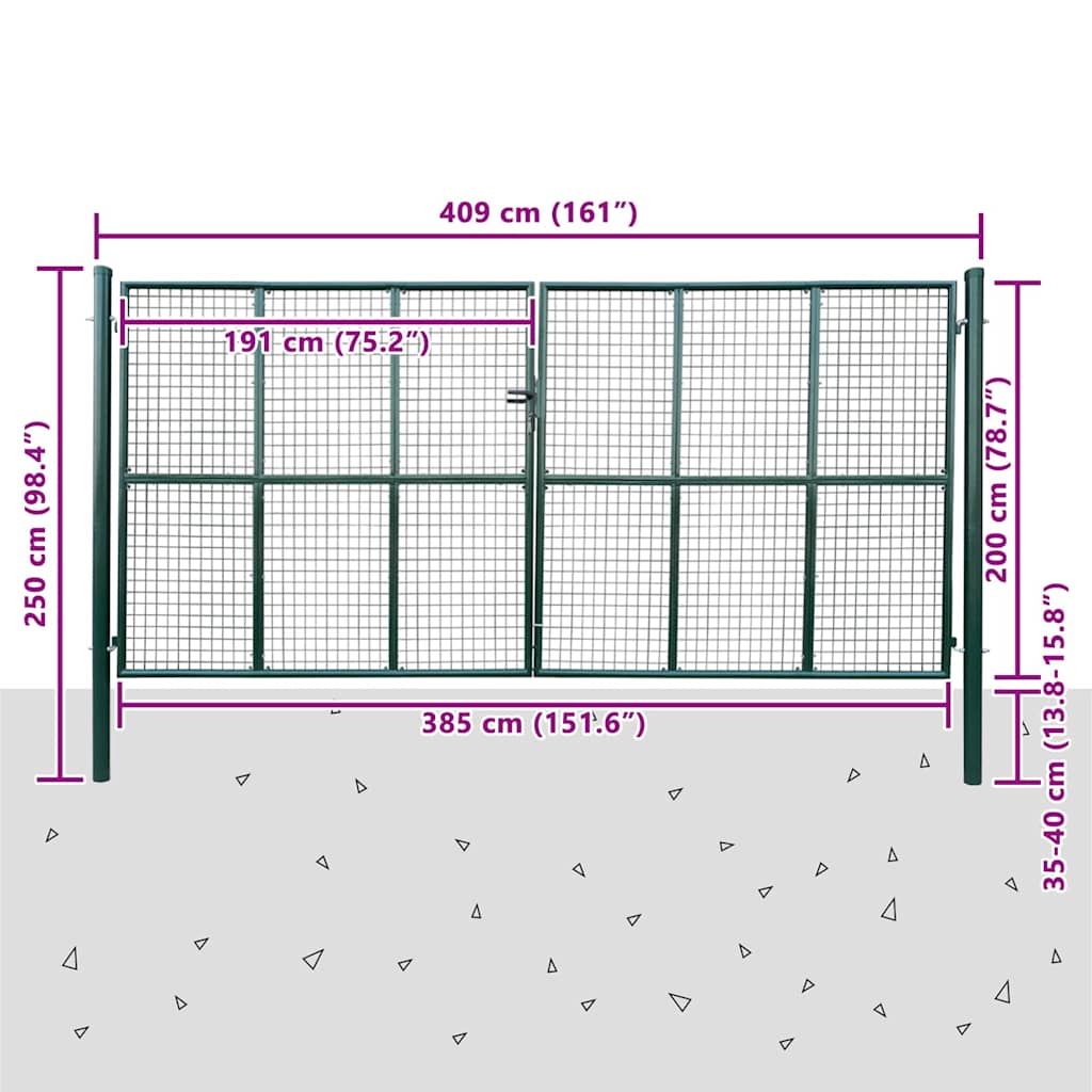 vidaXL Brama ogrodowa siatkowa 400x200 cm