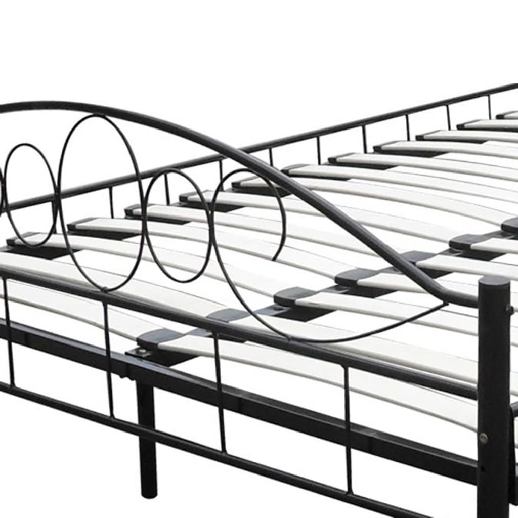 vidaXL Łóżko z materacem, czarne, metalowe, 180 x 200 cm