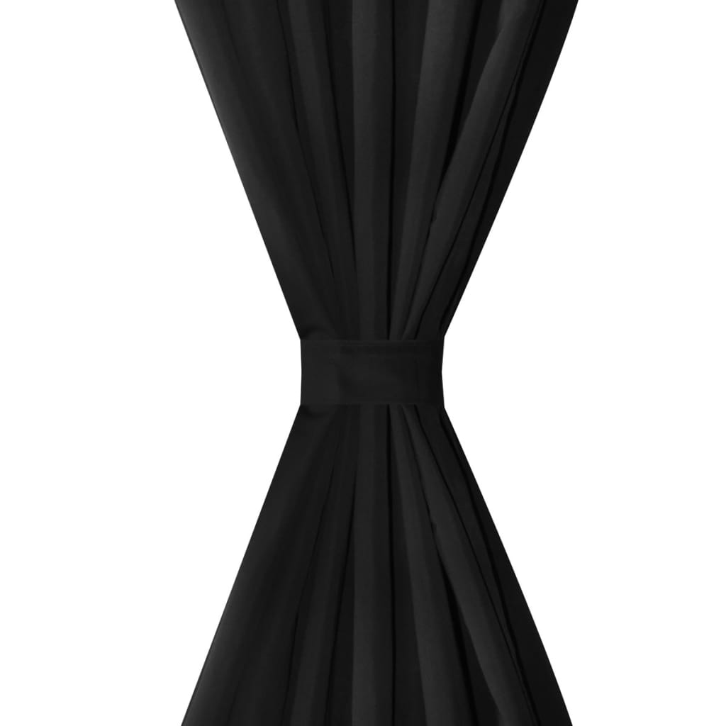 130353 2 sztuki czarnych zasłon z mikro satyny z otworami 140 x 175 cm