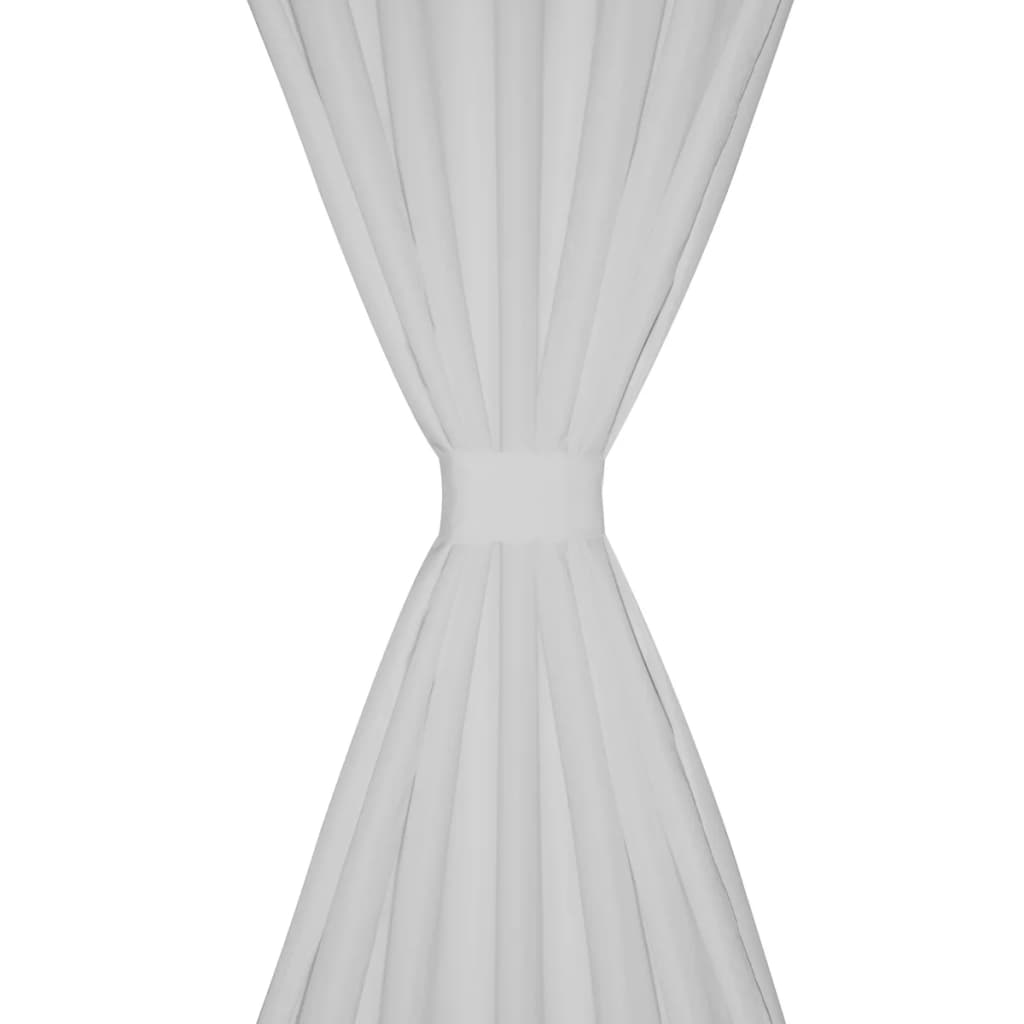 130359 2 sztuki białych zasłon z mikro satyny z otworami 140 x 175 cm