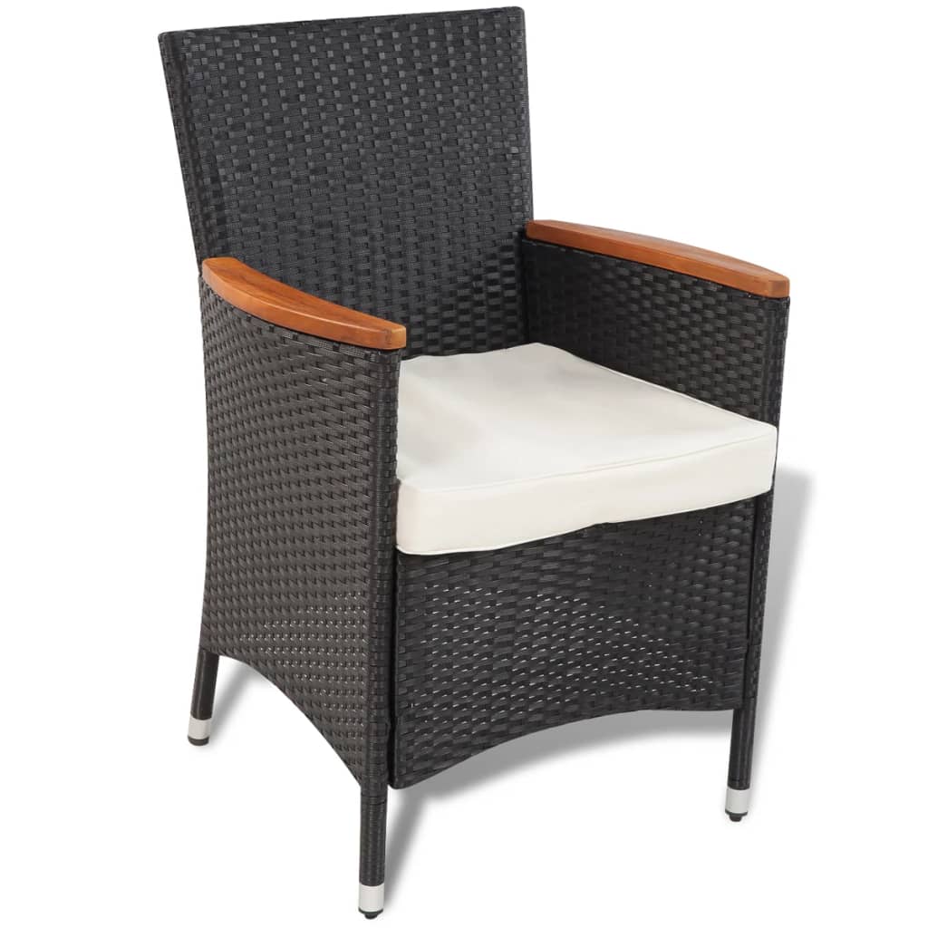 vidaXL 5-cz. zestaw mebli ogrodowych z poduszkami, rattan PE, czarny