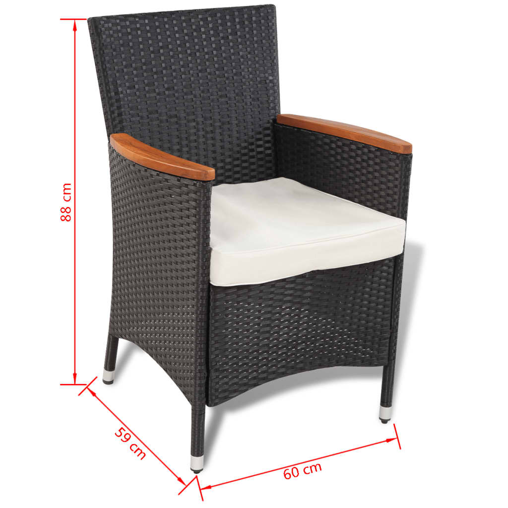 vidaXL 5-cz. zestaw mebli ogrodowych z poduszkami, rattan PE, czarny