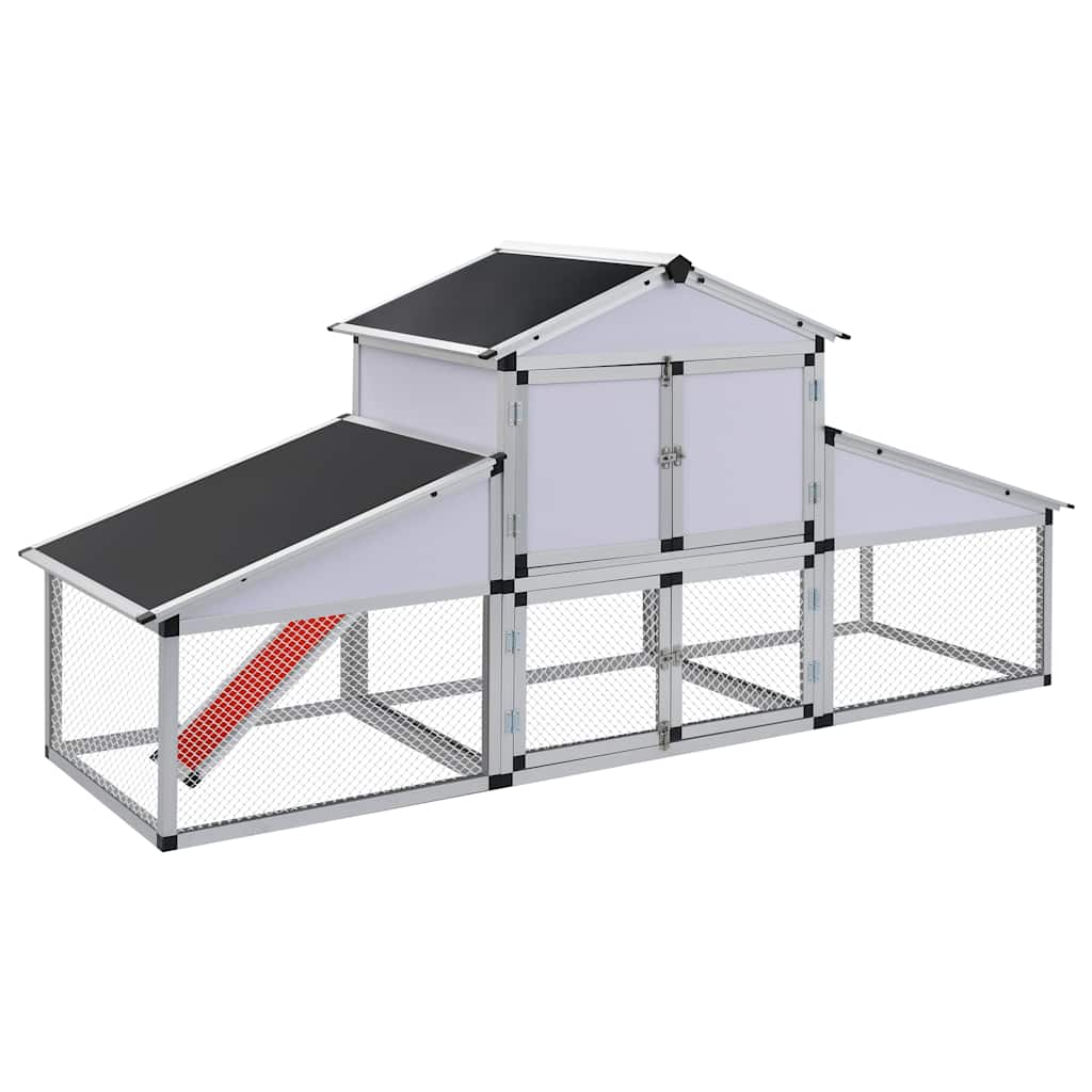 vidaXL Kurnik z gniazdem i wybiegiem, aluminium