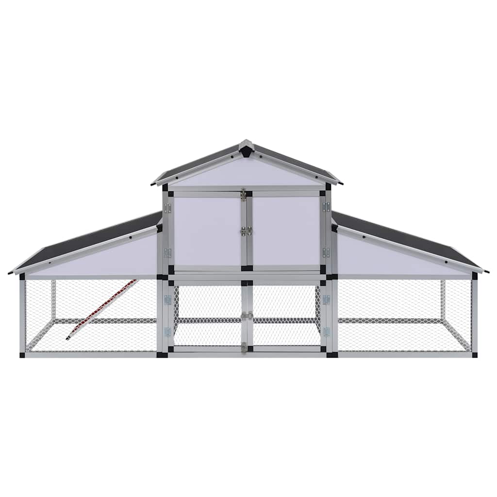 vidaXL Kurnik z gniazdem i wybiegiem, aluminium