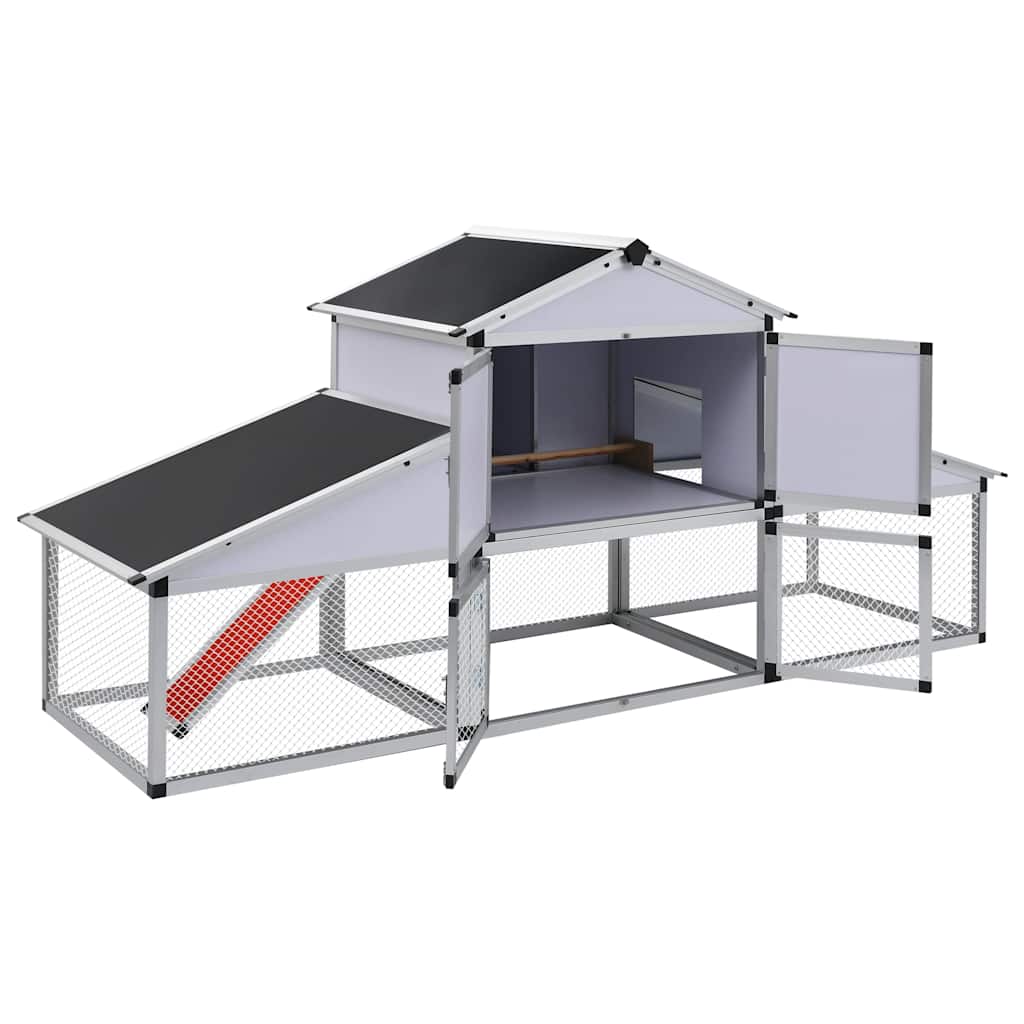 vidaXL Kurnik z gniazdem i wybiegiem, aluminium