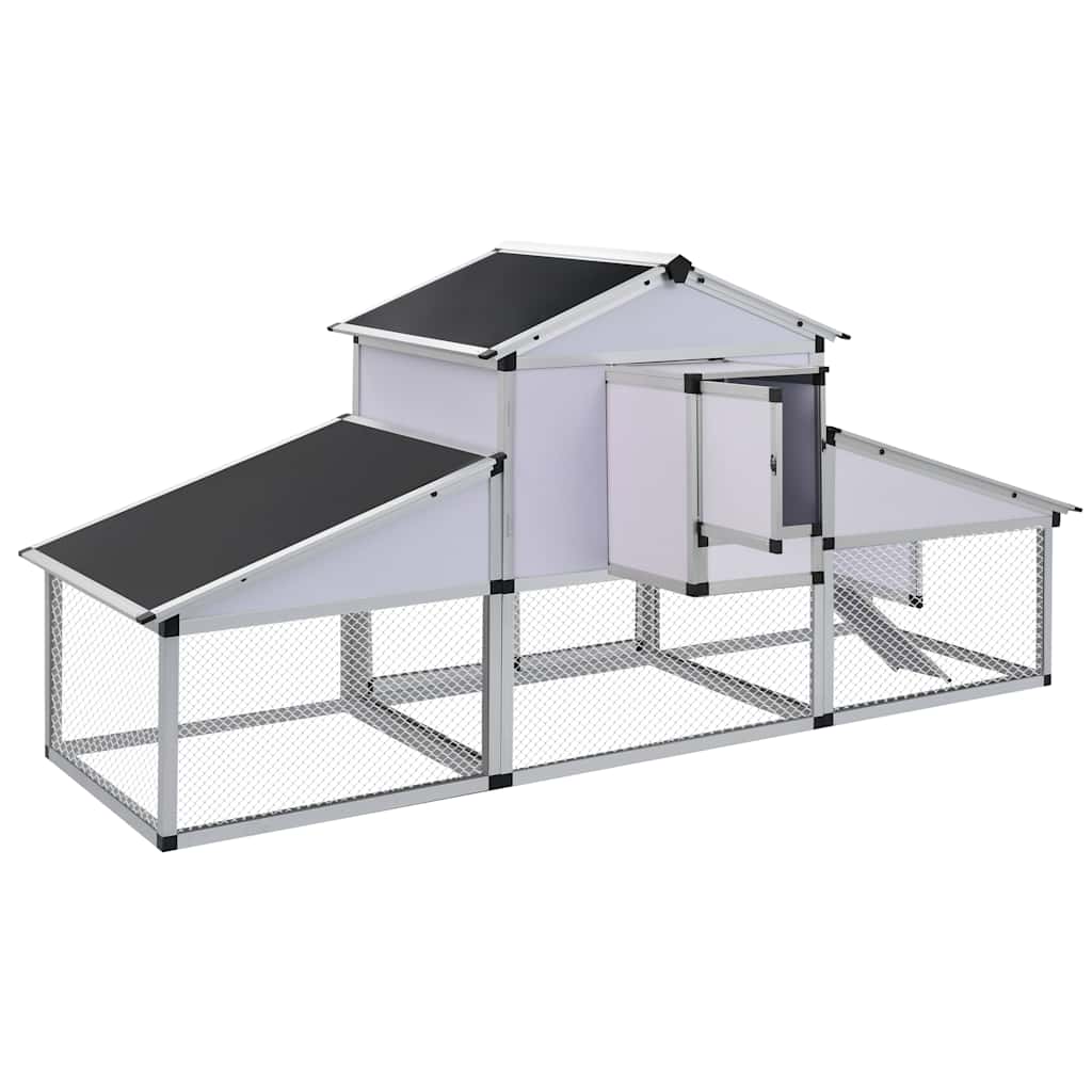 vidaXL Kurnik z gniazdem i wybiegiem, aluminium