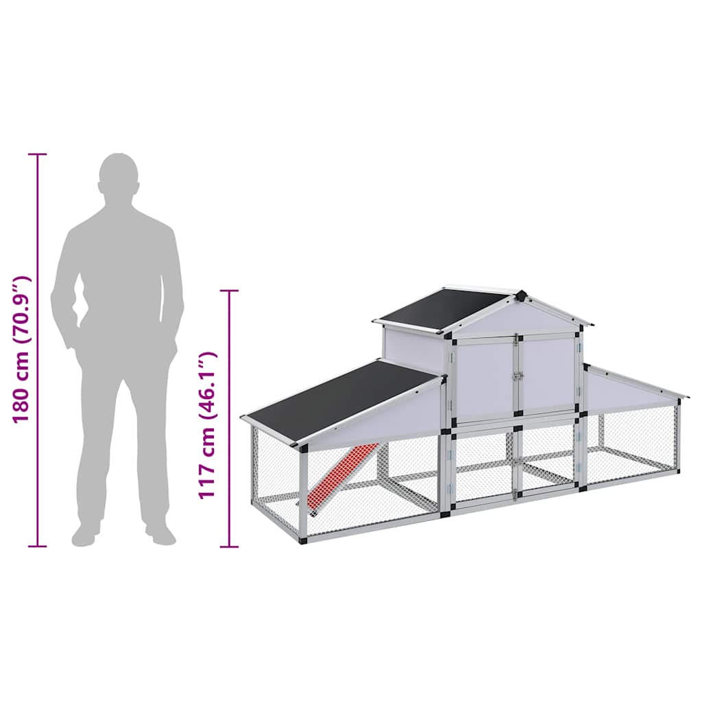 vidaXL Kurnik z gniazdem i wybiegiem, aluminium