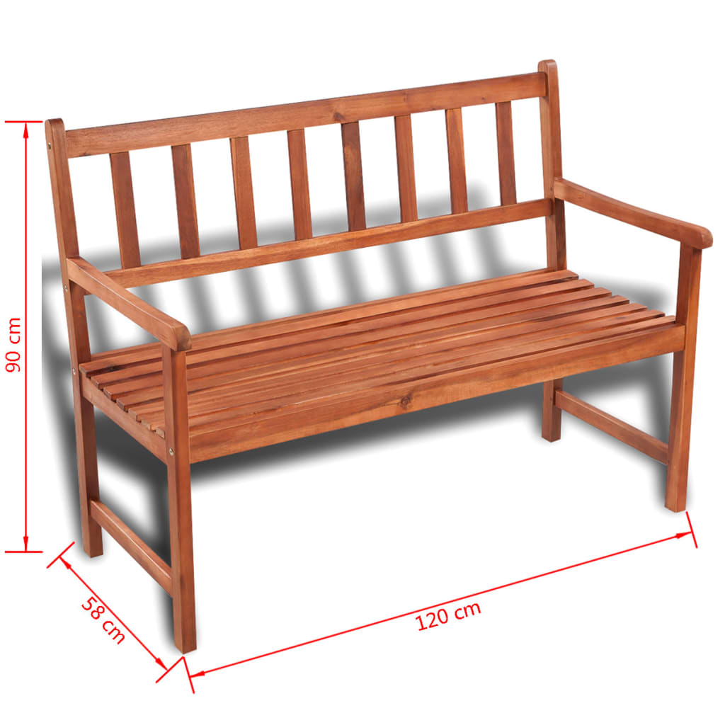vidaXL Ławka ogrodowa, 120 cm, lite drewno akacjowe