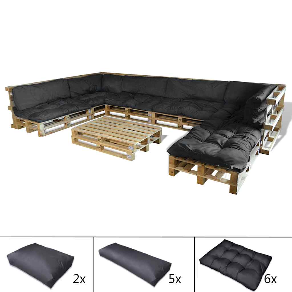 vidaXL Poduszka do sofy paletowej 13 pcs Szary 120 x 80 x 10 cm