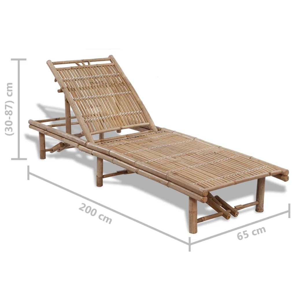 vidaXL Leżak plażowy, bambusowy