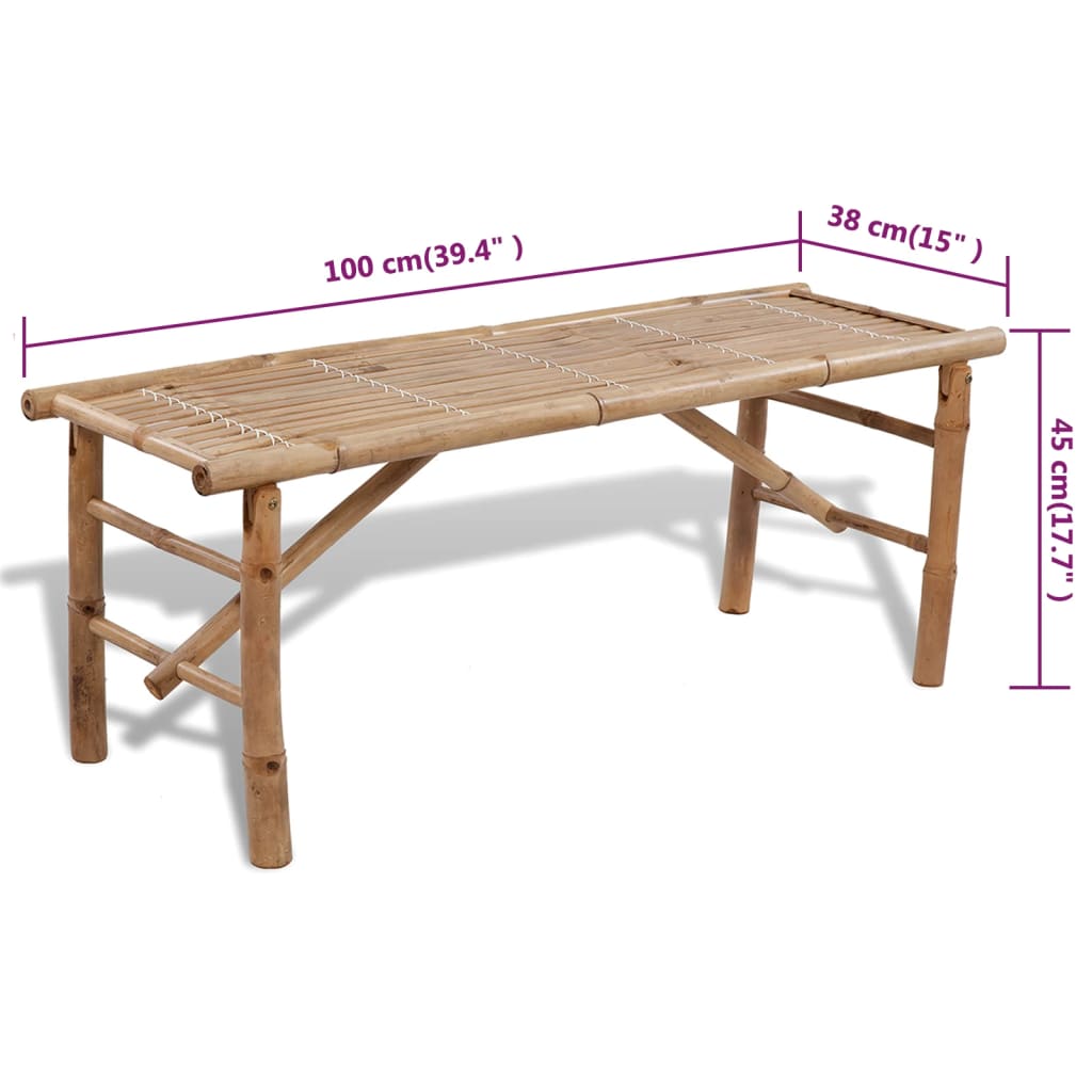 vidaXL Stół biesiadny z 2 ławkami, 100 cm, bambus