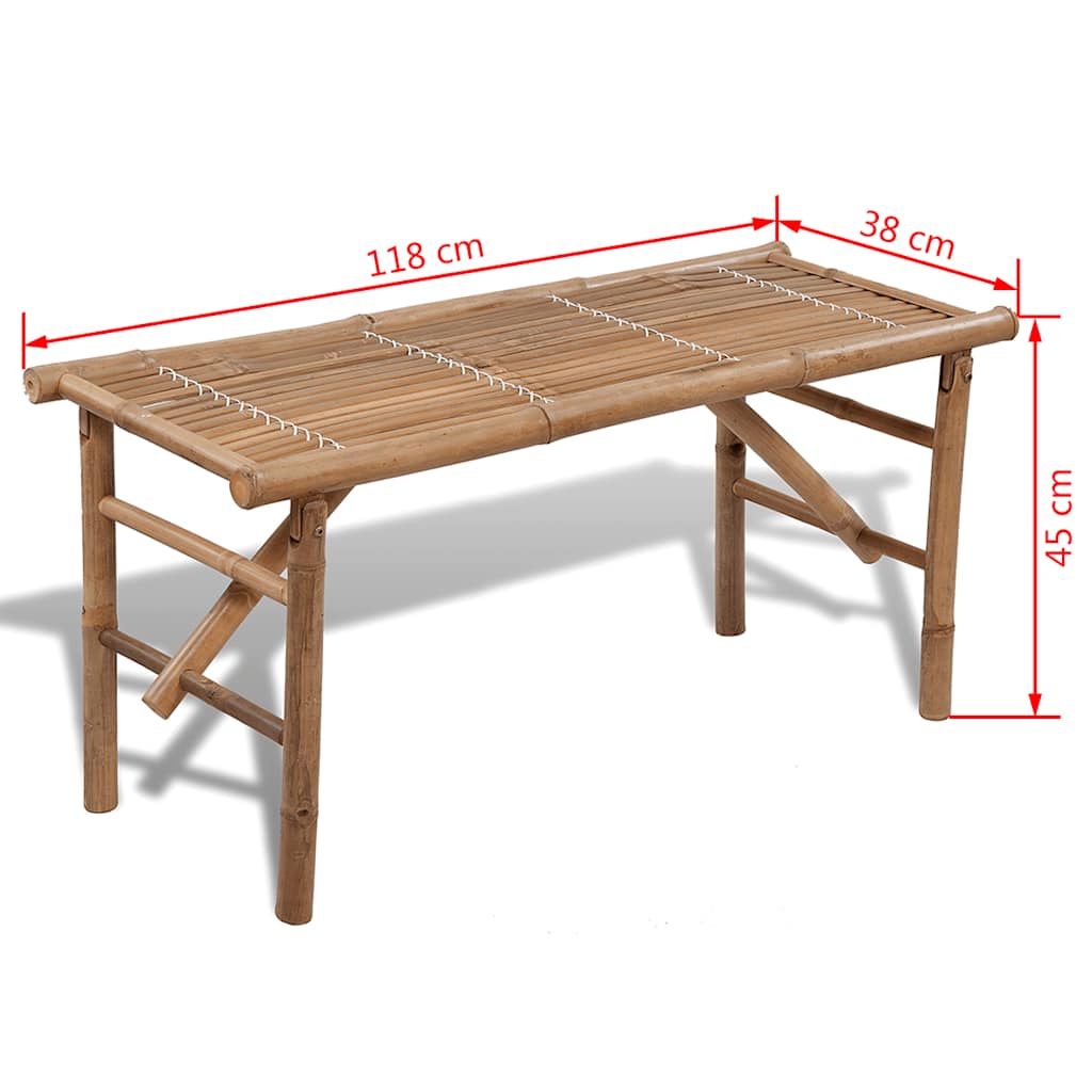 vidaXL Składana ławka ogrodowa, 118 cm, bambusowa