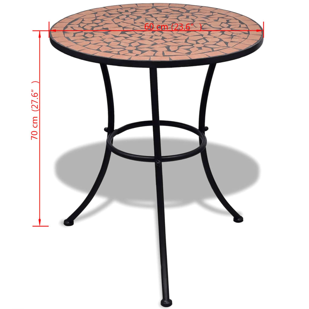 vidaXL Stolik bistro, terakota, 60 cm, mozaikowy