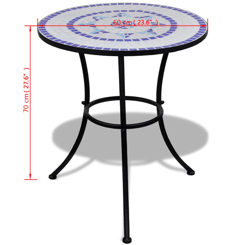 vidaXL Stolik bistro, niebiesko-biały, 60 cm, mozaikowy
