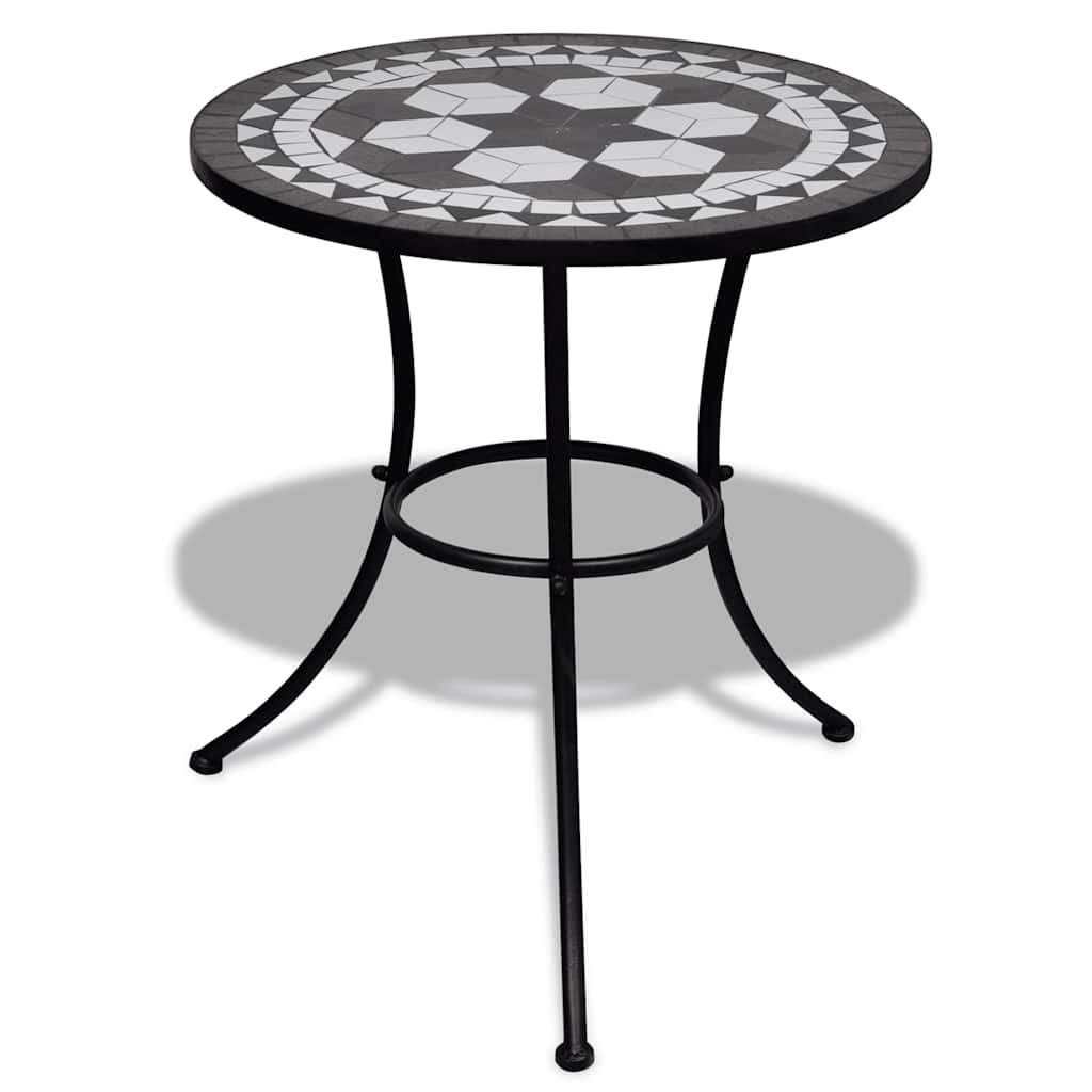 vidaXL Stolik bistro, czarno-biały, 60 cm, mozaikowy
