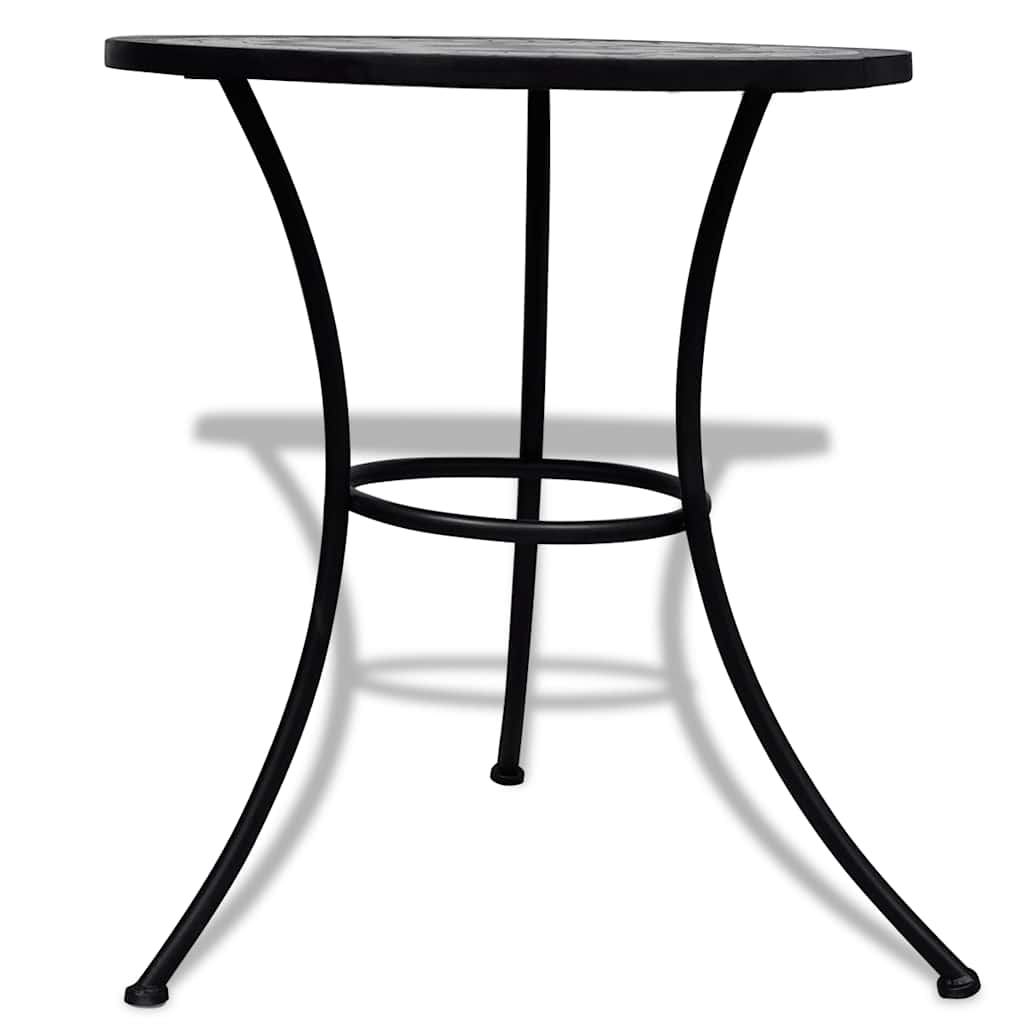 vidaXL Stolik bistro, czarno-biały, 60 cm, mozaikowy