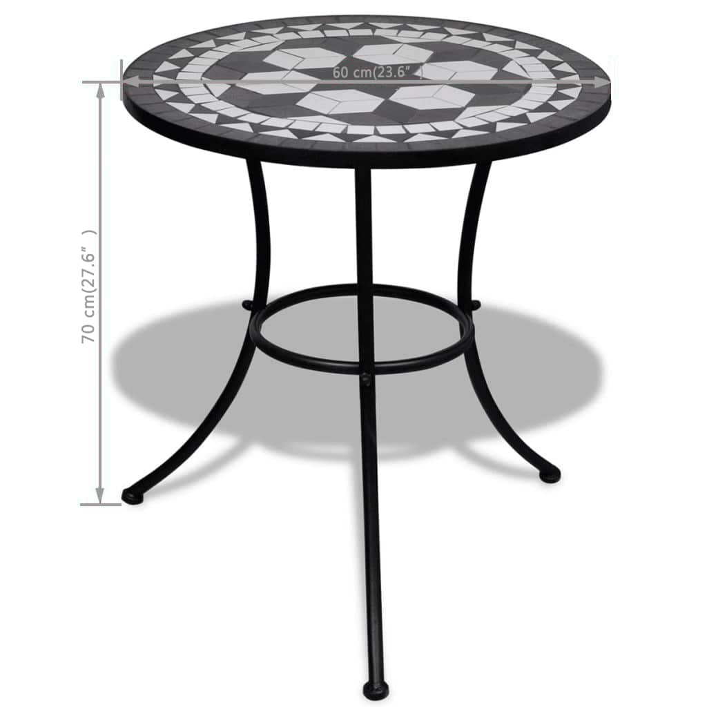 vidaXL Stolik bistro, czarno-biały, 60 cm, mozaikowy