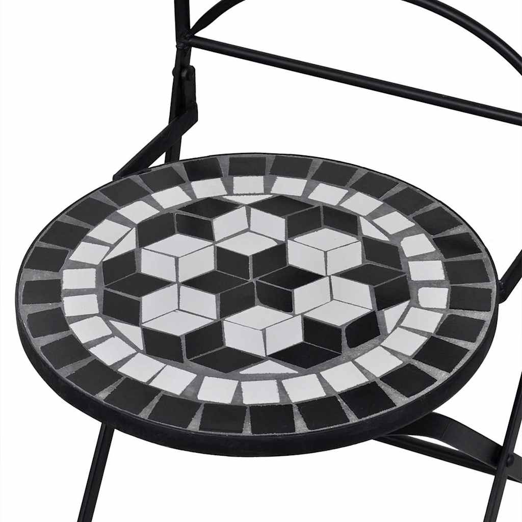 vidaXL Składane krzesła bistro, 2 szt., ceramiczne, czarno-białe