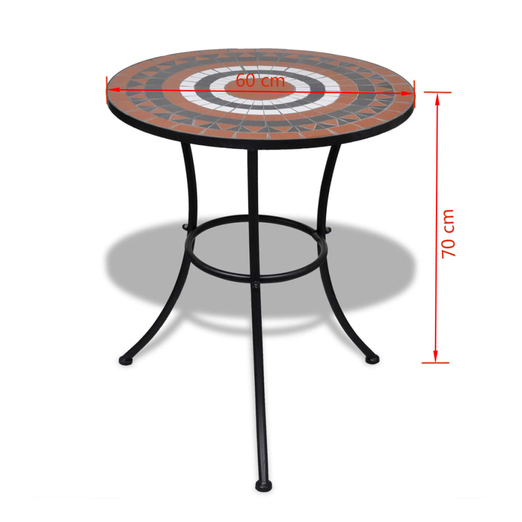 vidaXL Stolik bistro, terakota i biel, 60 cm, mozaikowy