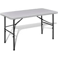 vidaXL Składany stół do ogrodu, 122 cm, HDPE, biały