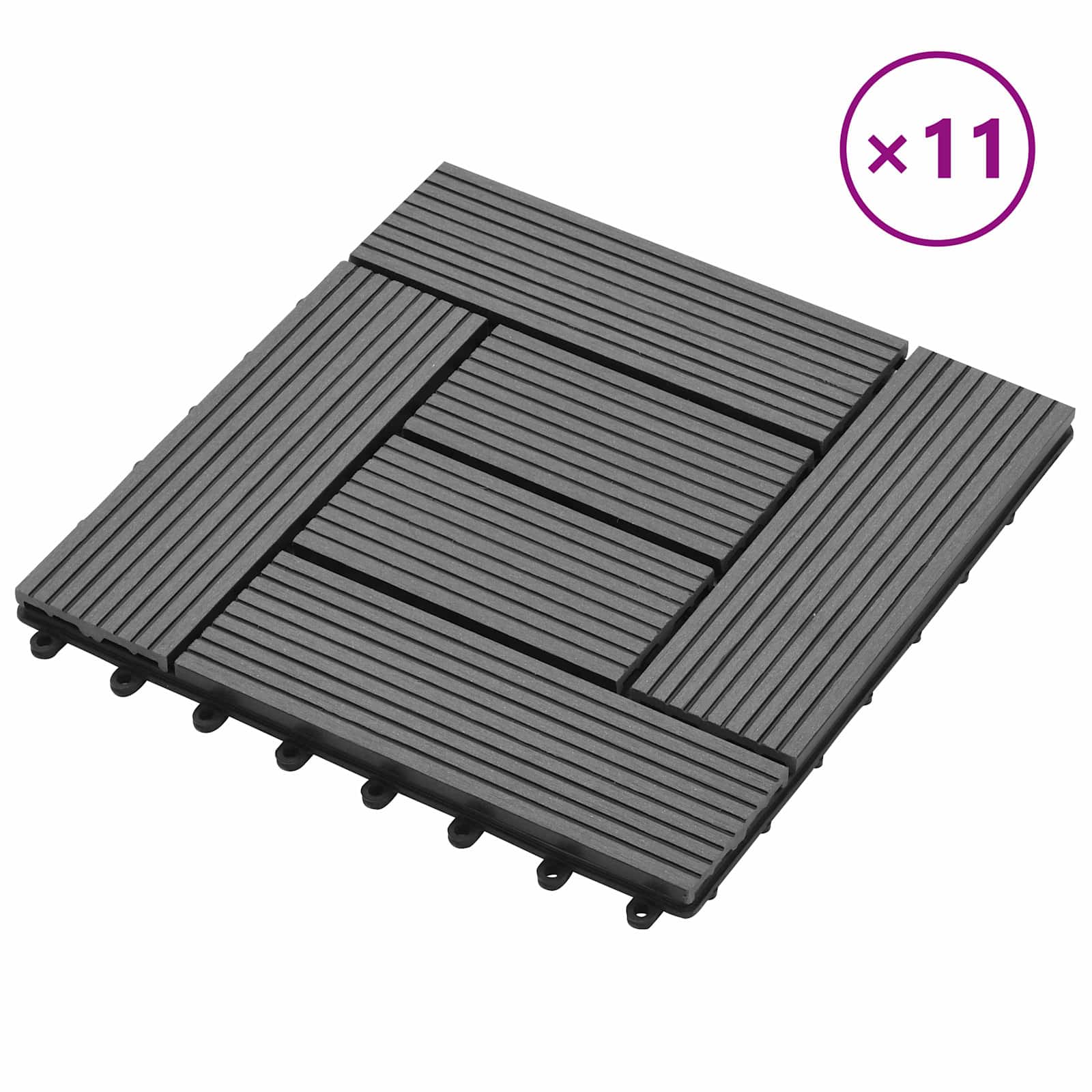vidaXL Płytka Tarasowa 11 pcs Szary 30 x 30 cm