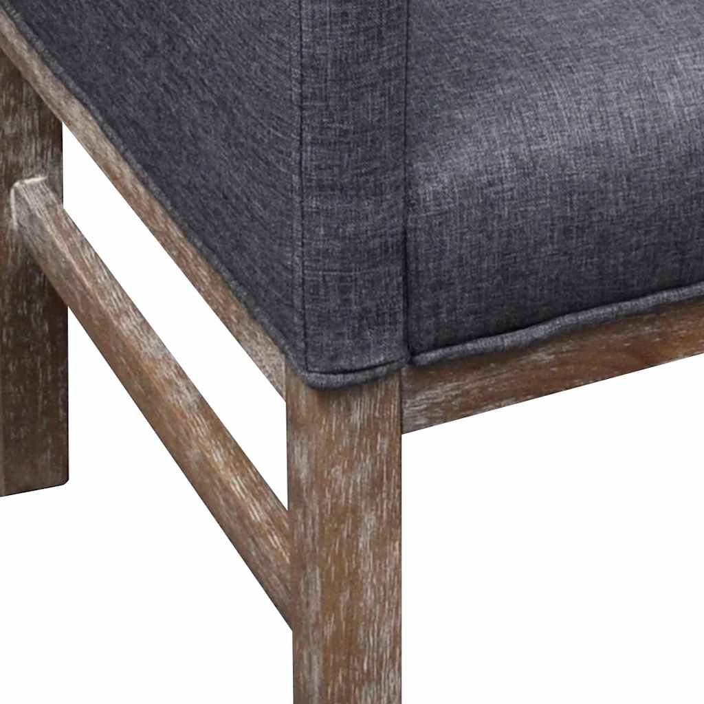 vidaXL Ławka tapicerowana materiałem, drewno kauczukowe, ciemnoszara