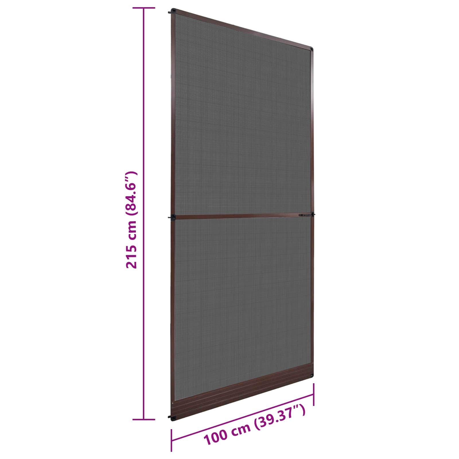vidaXL Screen na owady z zawiasami Brązowy i czarny 100 x 215 cm