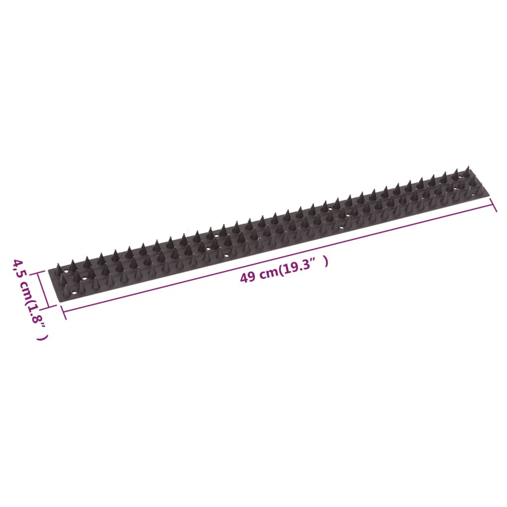 vidaXL Listwa z kolcami na ptaki, 49 x 4,5 x 1,7 cm, 20 sztuk