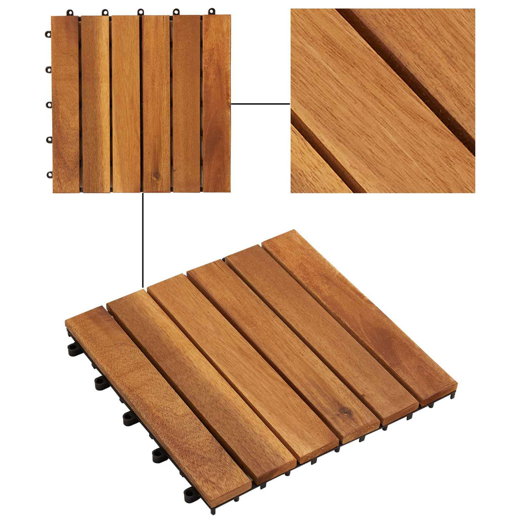 vidaXL Płytka Tarasowa 10 pcs Brązowy 30 x 30 cm Drewno Akacjowe