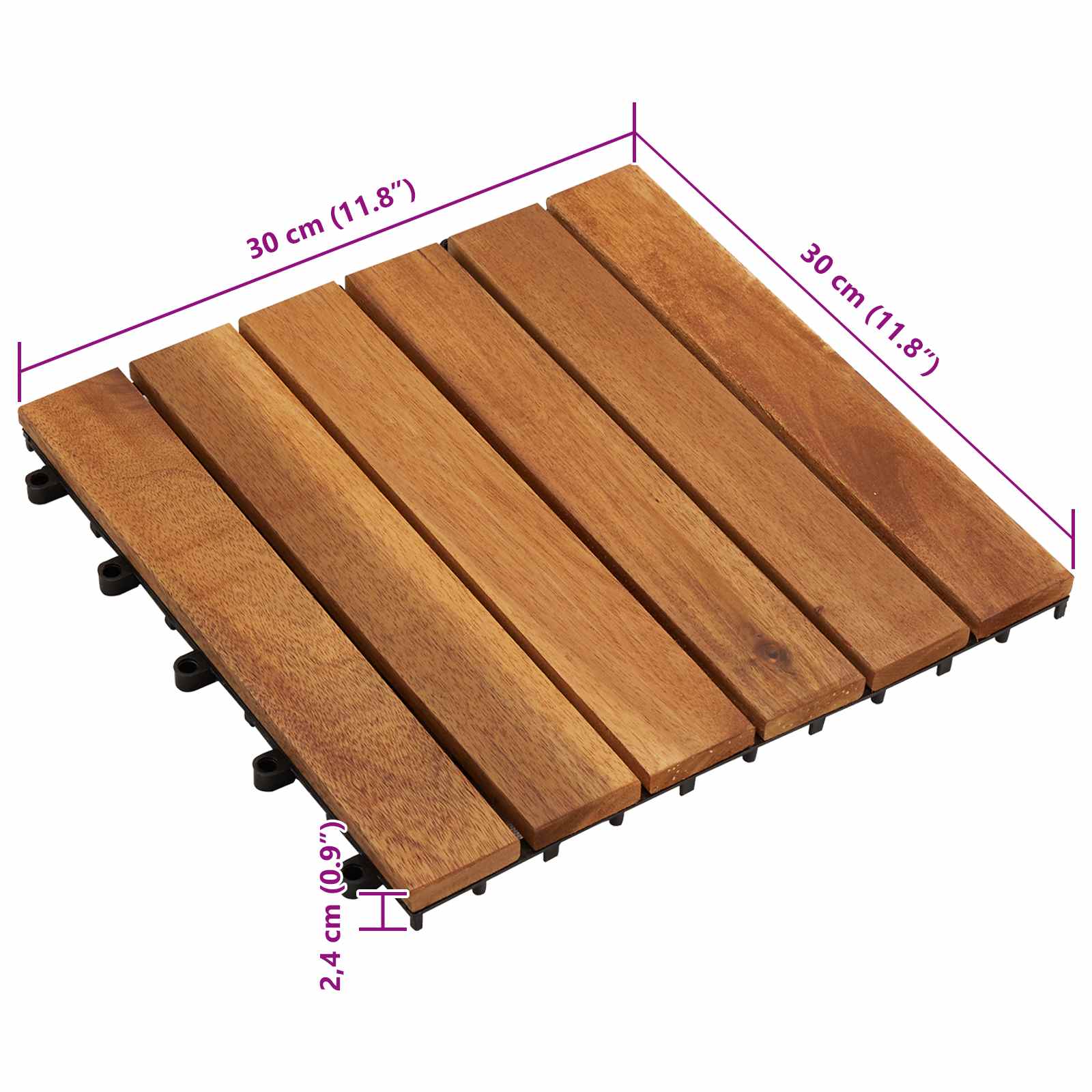 vidaXL Płytka Tarasowa 10 pcs Brązowy 30 x 30 cm Drewno Akacjowe