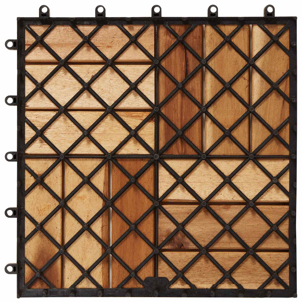 vidaXL Płytka Tarasowa 10 pcs Brązowy 30 x 30 cm Drewno Akacjowe