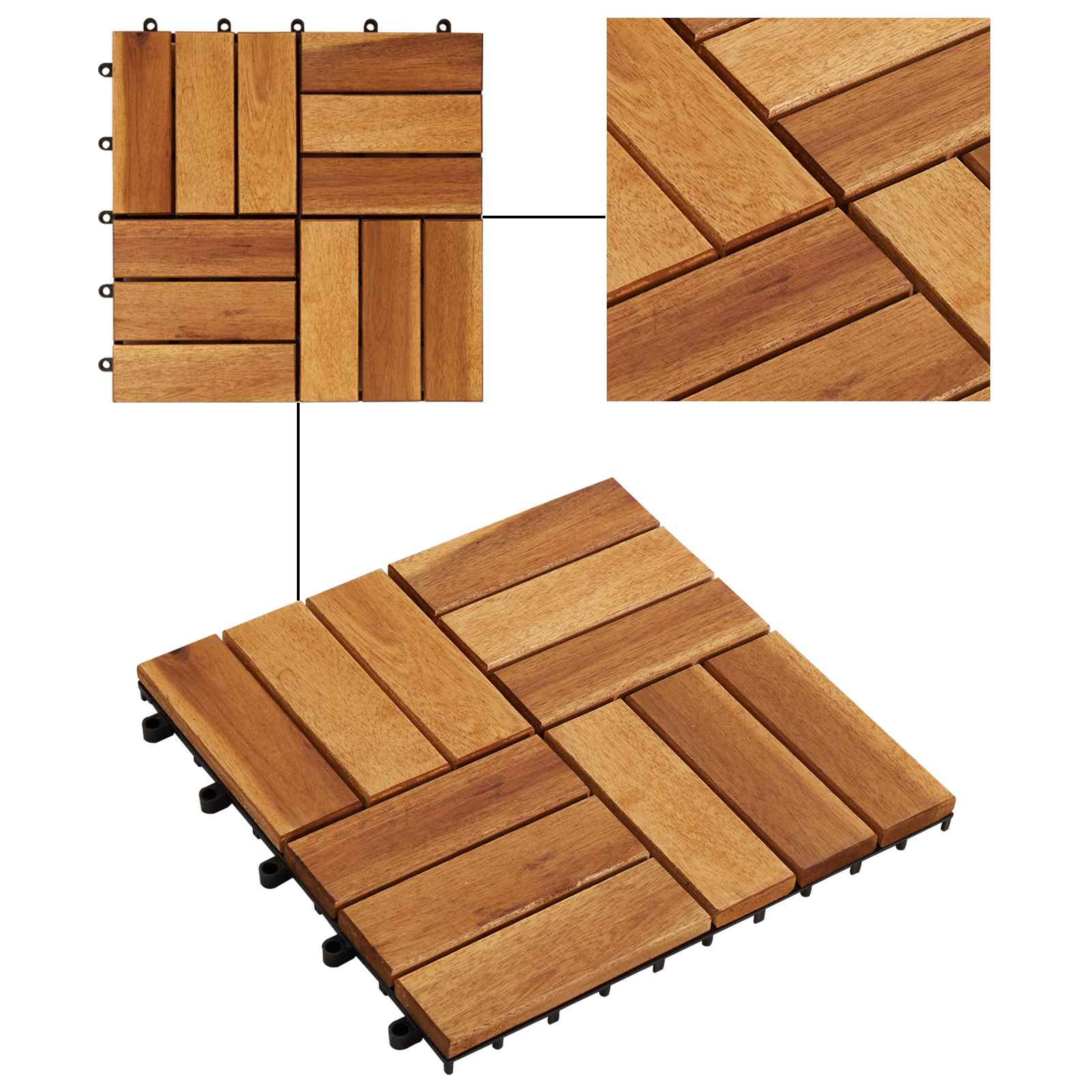 vidaXL Płytka Tarasowa 10 pcs Brązowy 30 x 30 cm Drewno Akacjowe