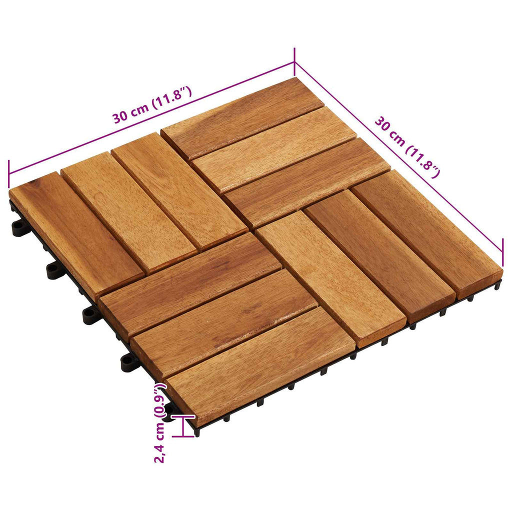 vidaXL Płytka Tarasowa 10 pcs Brązowy 30 x 30 cm Drewno Akacjowe